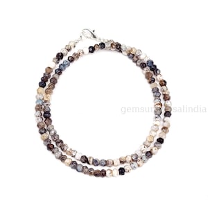Dendrite Opal Beaded Necklace, Natural Opal Rondelle Beads Necklace, Dainty Opal Necklace for Women, Opal Beaded Choker Wedding Gift for Her