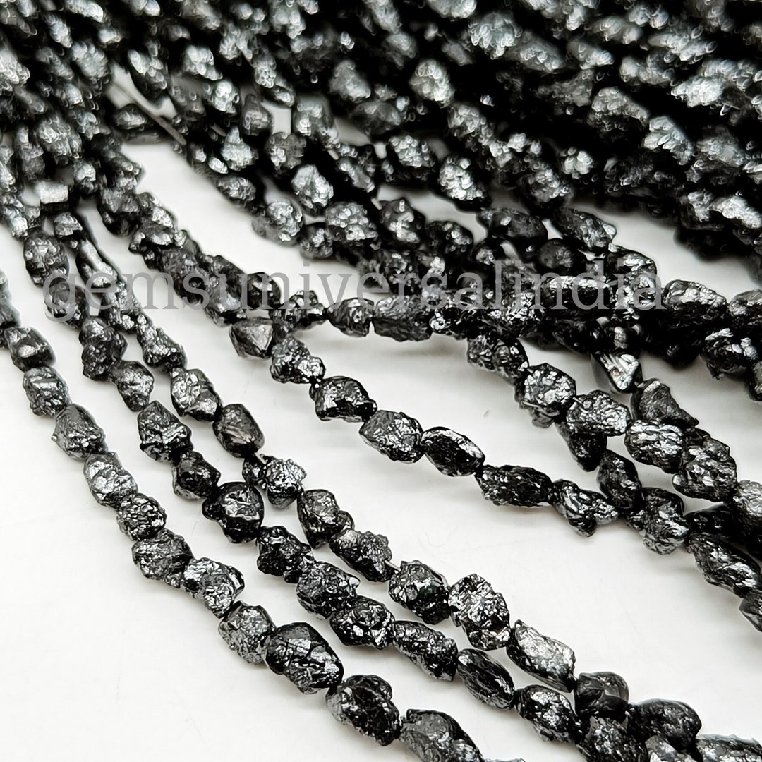 AAA Natural Black Diamond Uncut Beads, Rough Diamond Nuggets Beads for
