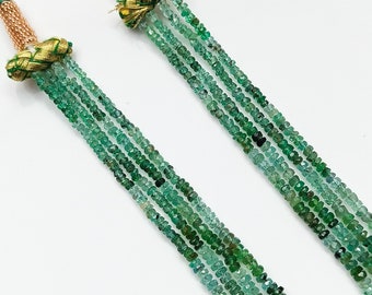 天然エメラルドファセットロンデルビーズネックレス、本物の