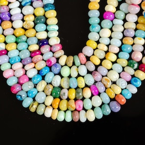 Multi Color Opal Smooth Rondelle Beads, Disco Opal Rondelle Beads Strand, Natural Opal Gemstone Beads 8mm Rainbow Opal Candy Opal Beads