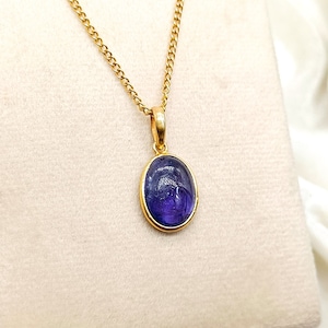 Natural Tanzanite Pendant, 14K Solid Yellow Gold Tanzanite Pendant, December Birthstone Pendant, Oval Bezel Pendant, Christmas Present Gift