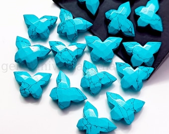 Schattige blauwe turkooizen vlinder gesneden edelsteen, mini-vlindervormige kralen voor het maken van sieraden, handgesneden brioletten, kristalsnijwerk 14 MM
