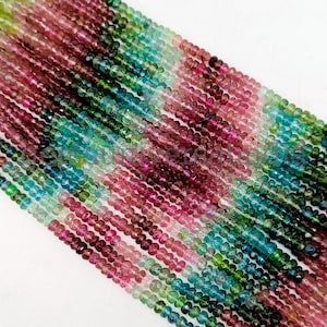 Splendide perle rondelle sfaccettate multitormalina, perle di pietra preziosa di tormalina naturale, perle rondelle di tormalina, tormalina all&#39;ingrosso - 15&quot;
