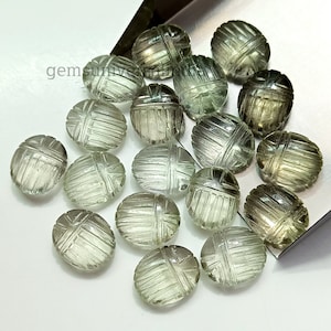 AAA Green Amethyst Scarab Shape Gemstone, Natural Amethyst Beetle Face Carving Beads, Insect Carved Gemstone, Fancy Shape Beads Jewelry 12mm