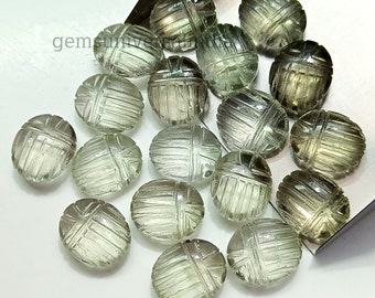 Natural Green Amethyst Scarabs Beads, Boho Egyptian Scarabs Shape, Beetle Scarab Hand Carved Gemstone for Jewelry, Insect Carving Beads 12MM