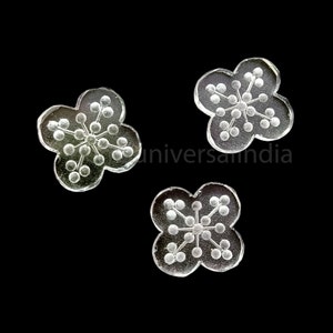 Intaglio Carved Crystal Quartz Flower Shape Gemstone, Hand Carved Gemstone Flower, Flower Crystal Charm Pendant, Crystal Carving Flower 14MM