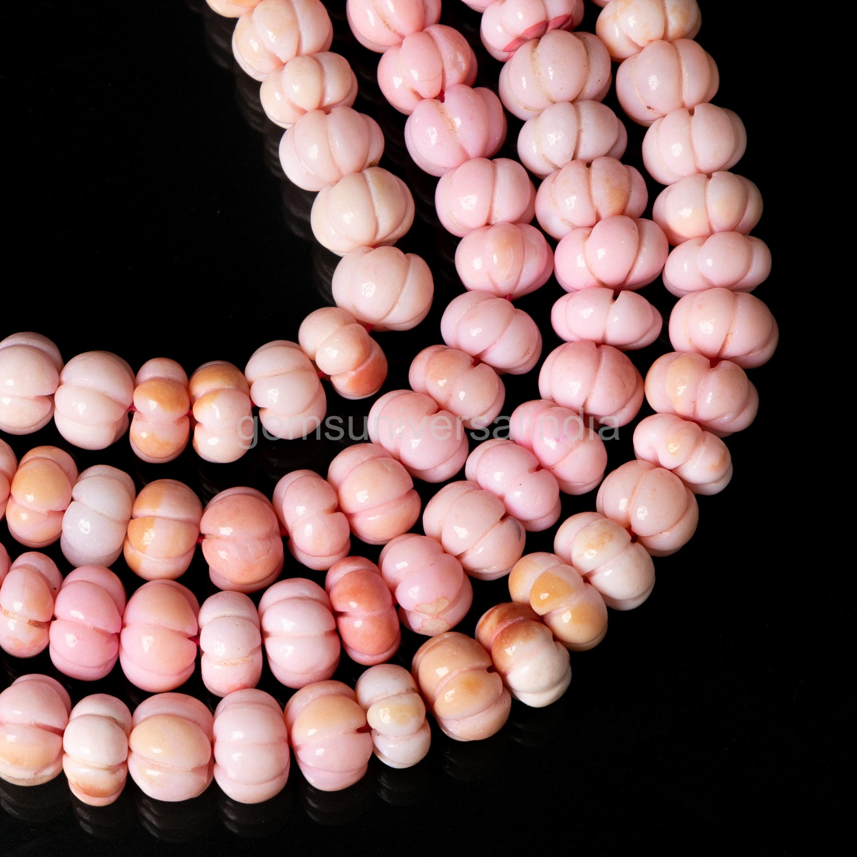 Beautiful Pink Opal Carved Melon Shape Beads, Carved Opal Pumpkin