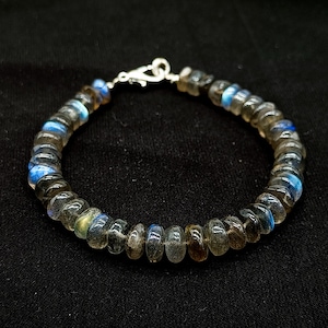 Flashy Labradorite Rondelle Beads Bracelet, Labradorite Beaded Bracelet, Handmade Gemstone Bracelet, Labradorite Bracelet, Gift for Her