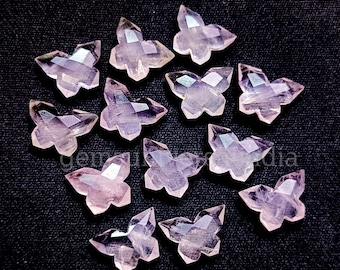 Natural Rose Quartz Butterfly Carved Gemstone, Mini Butterfly shape Beads for Jewelry Making, Hand Carved Briolettes, Crystal Carvings 14MM