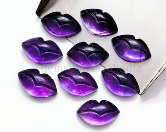 AAA Amethyst Lips Shape Gemstone, Natural Amethyst Lips Carved Beads, Gemstone Lips Carving, Hand Carved Loose Gemstone Jewelry Craft 15x9mm