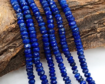 AAA Quality Lapis Lazuli Faceted Rondelle Beads, Natural Lapis Lazuli Gemstone Beads, Lapis Lazuli Beads for Jewelry, 5MM Rondelle Beads 13"