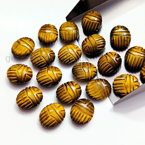 Flashy Tiger Eye Scarab Shape Gemstone, AAA Tiger Eye Beetle Carved Gemstone, Gemstone Carving Beads, Egyptian Scarabs for Jewelry 12x10MM