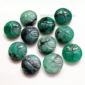 Natural Emerald Fancy Carving Briolettes, AAA Emerald Flower Carved Crcle Gemstone, Loose Hand Carved Gemstone Beads, Jewelry Making, 11MM