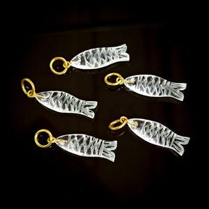 AAA Crystal Quartz Carved Fish Pendant, Gemstone Fish Pendant Charms, 925 Sterling Silver Jewelry, Crystal Fish Pendant, Crystal Jewelry