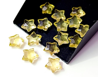 Natural Lemon Quartz Star shape Gemstone, Faceted Hand Carved Star Beads for Jewelry Making,AAA Quartz Star Briolettes Healing Crystals 10MM