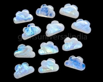 Flashy Rainbow Moonstone Cloud Shape Gemstone, Faceted Hand Carved Gemstone, Carving Gemstone Cloud Beads, Carved Crystal Cloud Charms 12MM
