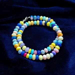 Natural Disco Opal Beaded Necklace, Opal Rondelle Gemstone Necklace, Candy Opal Necklace, Handmade Smooth Necklace, Choker Necklace For Her