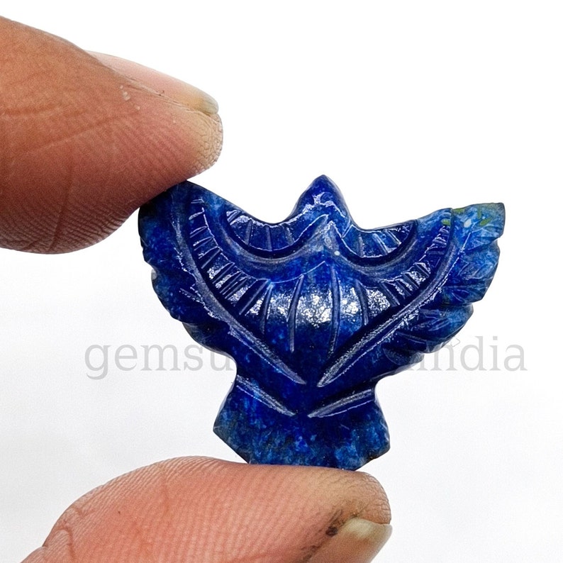 Lapis Lazuli Eagle Carving Gemstone, Natural Lapis Lazuli Eagle Shape Gemstone, Loose Hand Carved Gemstone Eagle, Bird Carved Pendant 25MM image 5
