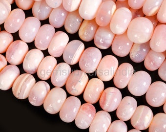 Beautiful Pink Opal Smooth Rondelle Shape Beads, Natural Opal Gemstone Beads for Jewelry 8mm Pink Opal Rondelle Beads, Pink Opal Bead Strand
