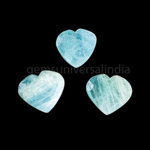 RARE 18mm Natural Aquamarine Heart Shape Briolettes, Blue Aquamarine Faceted Heart Gemstone Beads, Loose Hand Carved Heart Beads for Jewelry
