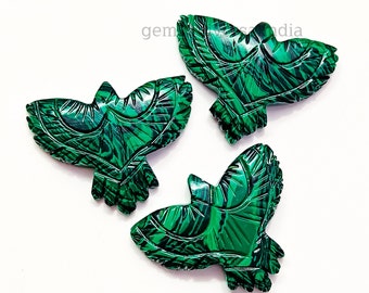 Preciosa piedra de águila de malaquita tallada a mano, escultura de águila de 40 mm, piedra preciosa tallada con forma de pájaro para joyería, tallas de cristal.
