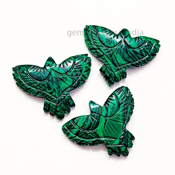 Gorgeous Malachite Eagle Carving, Hand Carved Eagle Shape Gemstone, Eagle Sculpture 40MM, Bird Carved Gemstone For Jewelry, Crystal Carvings