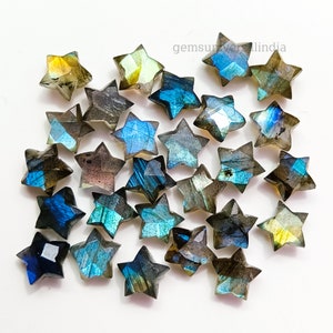Flashy Labradorite Star shape Gemstone, Faceted Hand Carved Star Beads for Jewelry 8MM Natural Labradorite Star Briolettes Healing Crystals