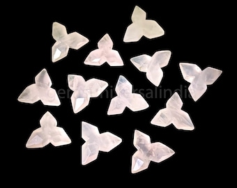 Briolette a forma di stella in quarzo rosa naturale, perline a stella in pietre preziose intagliate a mano, intagli a stella in pietre preziose sfaccettate, ciondoli a stella in cristallo intagliato da 12 mm