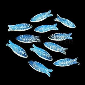 Natural Opalite Fish Carved Gemstone for Jewelry Making ~ Loose Hand Carved Fish Beads ~ Carved Crystal Koi Fish Pendant Charms 25mm SALE