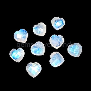 Flashy Rainbow Moonstone Heart Carved Briolettes, Rainbow Moonstone Faceted Heart Beads, Loose Hand Carved Gemstone Beads, Heart Charms, 8mm