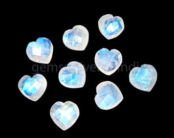 Flashy Rainbow Moonstone Heart shaped Gemstone, Faceted Hand Carved Heart Beads, Carving Gemstone Beads for Jewelry, Healing Crystal Hearts