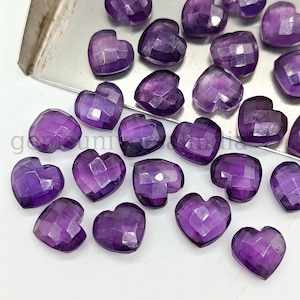 Top Quality Amethyst Faceted Heart Shape Briolettes, AAA Natural Amethyst Heart Shape Gemstone Beads, Loose Hand Carved Beads, Beading 10MM