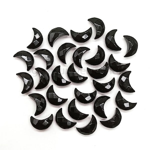 Wholesale Black Onyx Moon Carved Briolettes, AAA Black Onyx Crescent Moon Beads, Loose Hand Carved Gemstone Beads, Half Moon Carvings 12MM