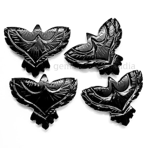 AAA Quality Black Onyx Carved Gemstone, Natural Black Onyx Eagle Shape Gemstone, Loose Eagle Pendant Charm, Jewelry Making Carvings 40x35mm