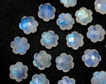 Flashy Rainbow Moonstone Flower Shape Gemstone, Hand Carved Gemstone Beads, Flower Crystal Charm Pendant Jewelry Crystal Carving Flower 10MM
