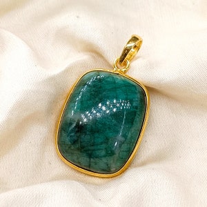 Natural Emerald Pendant, 14K Solid Yellow Gold Emerald Pendant, May Birthstone Pendant, Emerald Bezel Pendant, Christmas Present GIft Sale