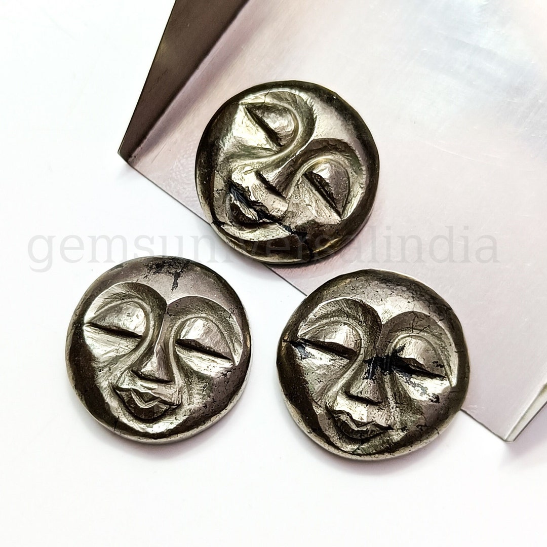 Gorgeous Pyrite Full Moon Face Shape Gemstone Smooth Hand Carved Moon gorgeous-pyrite-full-moon-face-shape-gemstone-smooth-hand-carved-moon
