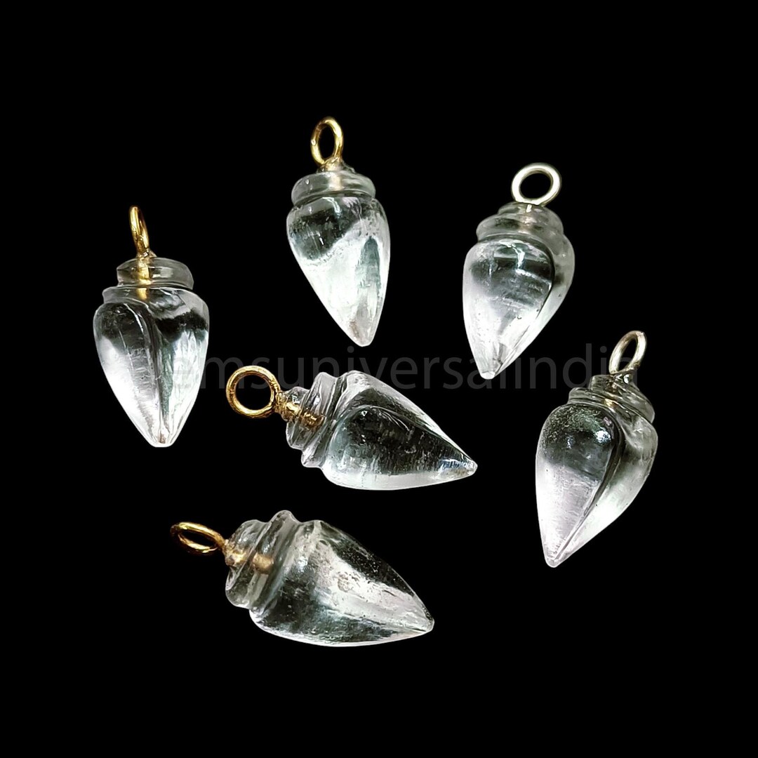 Natural Crystal Quartz Shell Carved Gemstone Charms, Snail