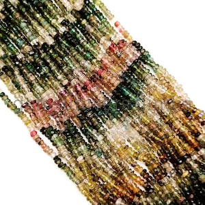 Multi Tourmaline Faceted Rondelle Beads, Natural Tourmaline Beads for Jewelry Making, Tourmaline Rondelle Beads, Tourmaline Bead, 13&quot; SALE
