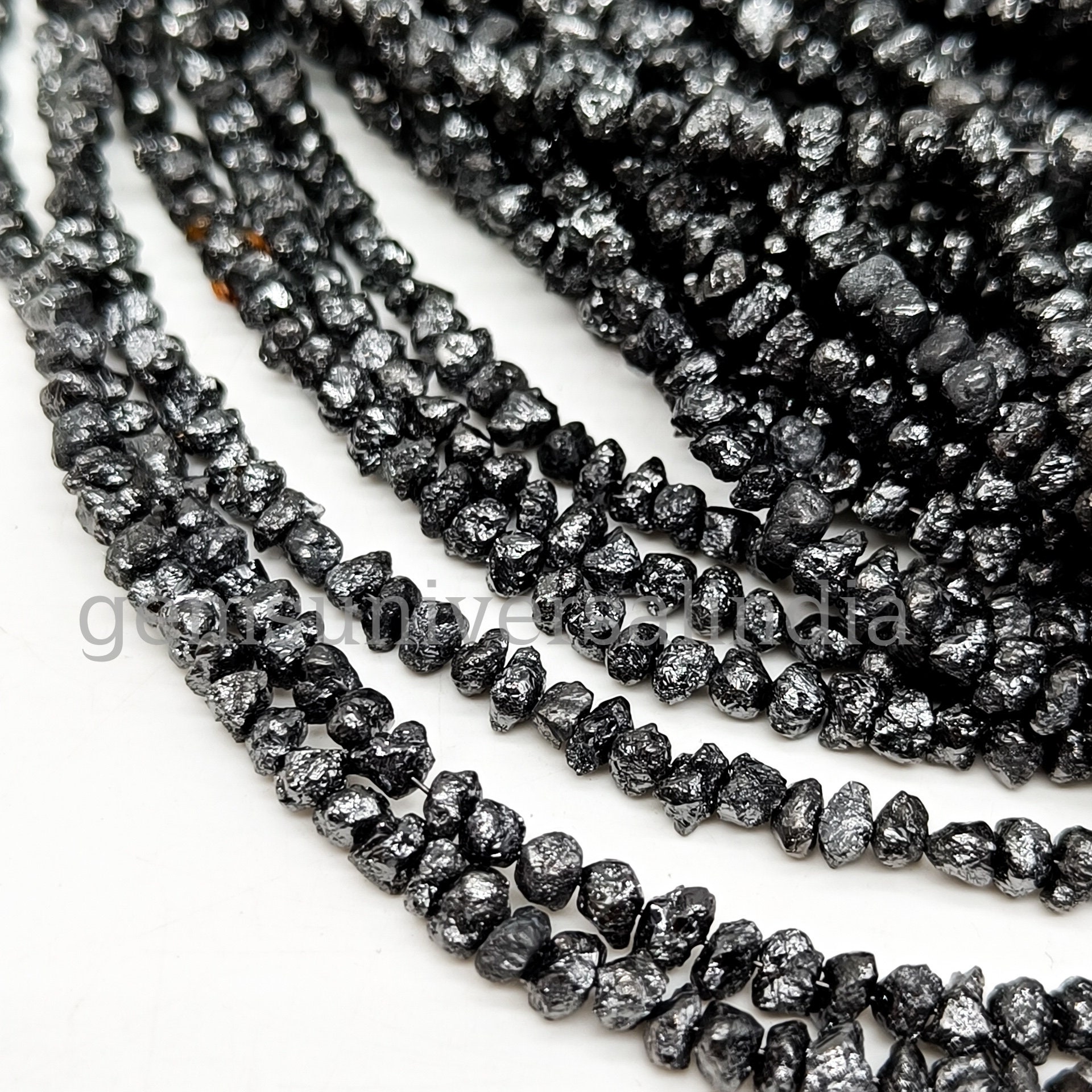 天然ブラックダイヤモンド原石未カットナゲットビーズ、AAA 3mm-4mm