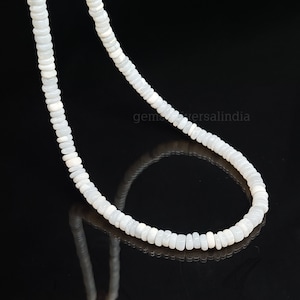 Natural White Opal Beaded Necklace, Opal Heishi Beads Necklace, White Opal Necklace, Women&#39;s Handmade Necklace Anniversary Gift for Her Sale