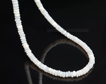 ハンドメイドホワイトオパールビーズネックレス、宝石ストランド（18