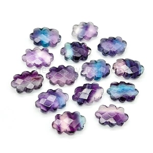 Multi Fluorit Wolkenform Brioletten, natürliche Fluorit handgeschnitzte Edelstein, lose handgeschnitzte facettierte Perlen, Schmuckherstellung Charme 14 mm