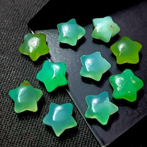 Natural Chrysoprase Star Shape Briolettes, Carved Gemstone Star Beads, Smooth Star shape Beads, Carved Star Charms, Chrysoprase Beads 10MM