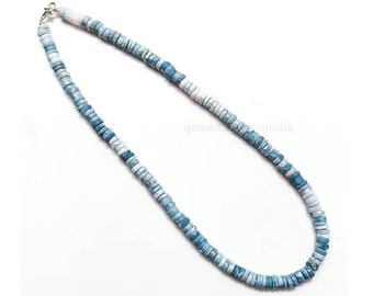 Blaue Opal Perlen Halskette, Natürliche Blaue Opal Halskette, Opal facettierte Heishi Perlen Halskette, Opal Choker für Frauen - Handgemachte Halskette für Frauen