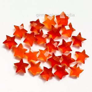 Natural Carnelian Star shape Gemstone, Faceted Hand Carved Star Beads for Jewelry Making, AAA Carnelian Star Briolettes Healing Crystals,8MM