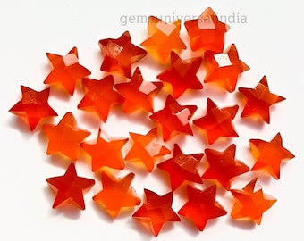 Natural Carnelian Star shape Gemstone, Faceted Hand Carved Star Beads for Jewelry Making, AAA Carnelian Star Briolettes Healing Crystals,8MM