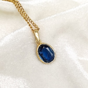 AAA Kyanite Necklace, 14k Solid Gold Kyanite Pendant, Kyanite Faceted Oval Pendant, Kyanite Pendant,  September Birthstone, Gift for her