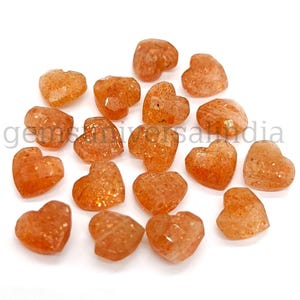 Dazzling Sunstone Faceted Heart Shape Briolettes, Natural Sunstone Heart Shape Gemstone Beads, Loose Hand Carved Beads, Heart Beads, 8MM