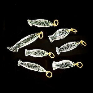 Natural Crystal Quartz Carved Fish Pendant, AAA Clear Quartz Koi Fish Charms, 925 Sterling Silver Charms, Fish Carved Crystal, Stone Carving